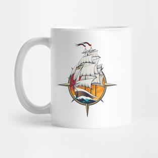 Sailing Ship Inside Wind Rose Mug